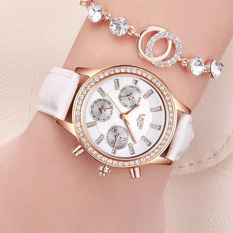 White Diamond Coated Watches for Women