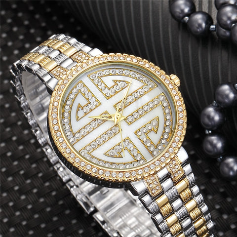 Diamond Coated Gold Luxury Watches for Women